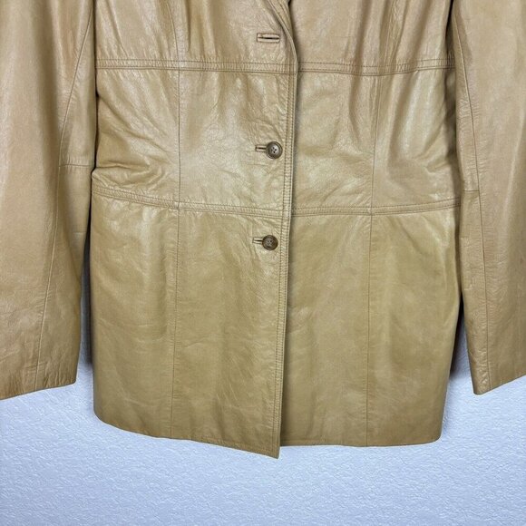 VINTAGE EXPRESS Leather Jacket Tan Womens 9/10‎ Weathered Western Boho Festival - Picture 4 of 11